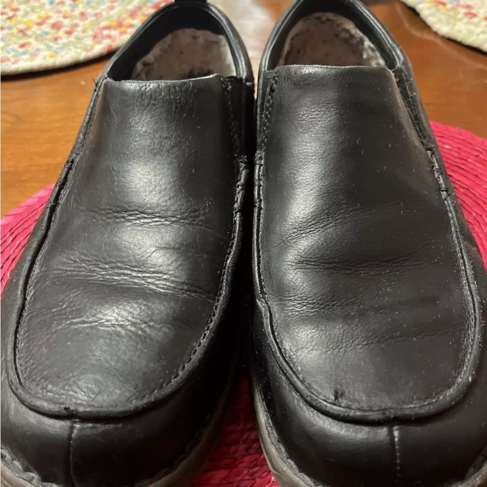 UGG Men's Black Leather Slip-On Loafers